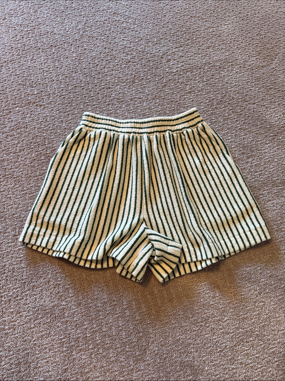 Anthro Striped Terry Women’s Shorts - Cream & Green